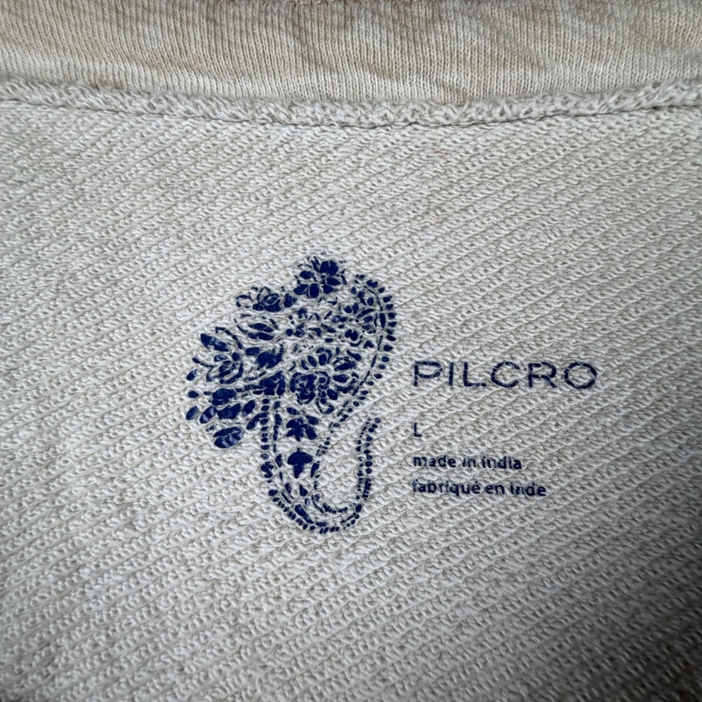 Anthropology Pilcro Media Puff Slev Sweatshirt Womens Large Beige Smock Top 0200 - Picture 6 of 6